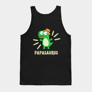 Papasaurus Funny T-Rex Dinosaur Dad Father Family Tank Top